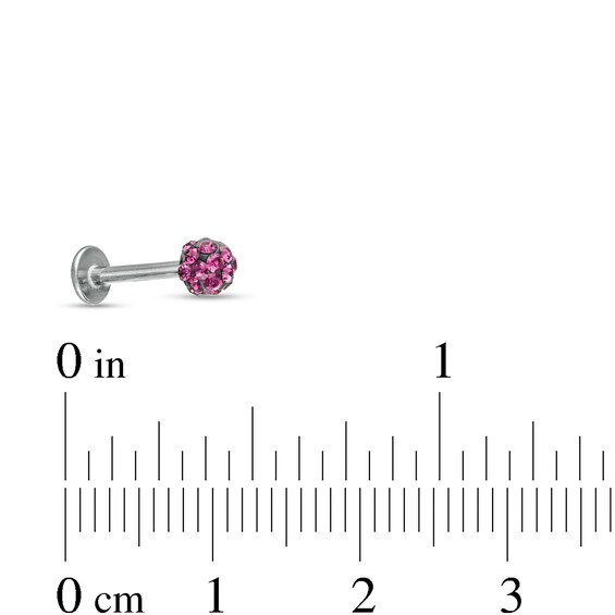 014 Gauge Labret with Purple Crystals in Stainless Steel
