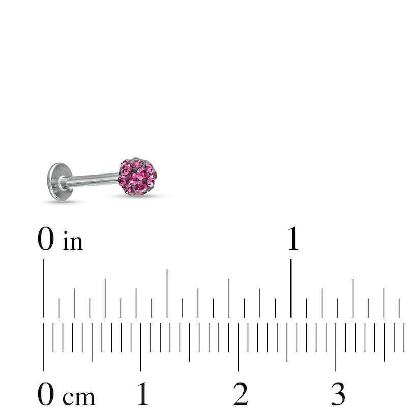014 Gauge Labret with Purple Crystals in Stainless Steel