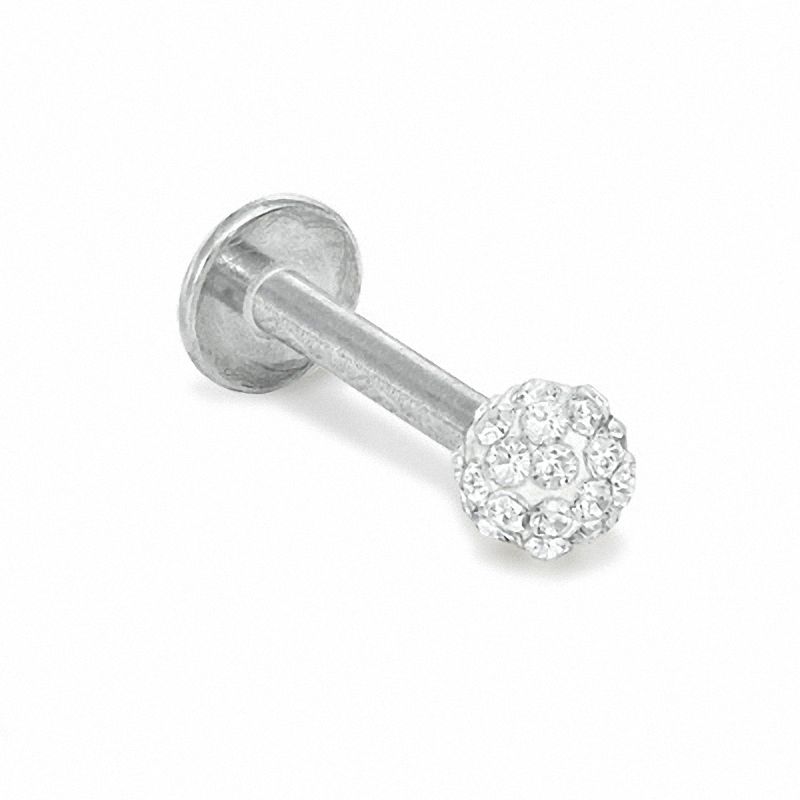 Main Image 1 of 016 Gauge Labret with Crystals in Stainless Steel