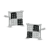 Thumbnail Image 0 of 1/5 CT. T.W. Enhanced Black and White Diamond Checkered Square Stud Earrings in Sterling Silver