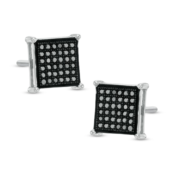 1/5 CT. T.W. Black Diamond Square Stud Earrings in Sterling Silver with Black Rhodium