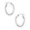 Thumbnail Image 1 of 20mm Diamond-Cut Knife Edge Oval Hoop Earrings in 10K Tube Hollow White Gold