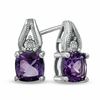 Thumbnail Image 0 of 6mm Cushion-Cut Amethyst and Diamond Accent Earrings in Sterling Silver