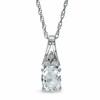 Thumbnail Image 1 of Oval Aquamarine and Diamond Accent Pendant in Sterling Silver