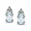 Thumbnail Image 0 of Oval Aquamarine and Diamond Accent Earrings in Sterling Silver