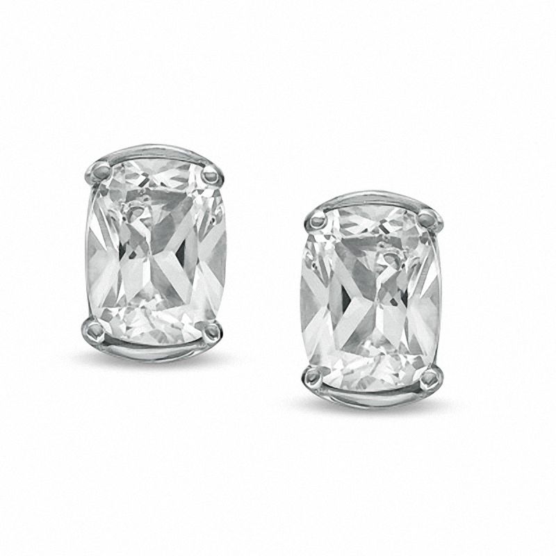 Cushion-Cut Lab-Created White Sapphire Earrings in Sterling Silver