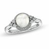 Thumbnail Image 1 of 7 - 7.25mm Freshwater Cultured Pearl and Diamond Accent Ring in Sterling Silver - Size 7