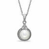 Thumbnail Image 1 of 7 - 7.25mm Freshwater Cultured Pearl and Diamond Accent Pendant in Sterling Silver