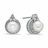 Thumbnail Image 0 of 5 - 5.5mm Cultured Freshwater Pearl and Diamond Accent Earrings in Sterling Silver