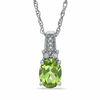 Thumbnail Image 1 of Oval Peridot and Diamond Accent Pendant in Sterling Silver
