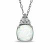 Thumbnail Image 1 of 8mm Cushion-Cut Lab-Created Opal, White Sapphire and Diamond Accent Pendant in Sterling Silver