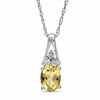 Thumbnail Image 1 of Oval Citrine and Diamond Accent Pendant in Sterling Silver