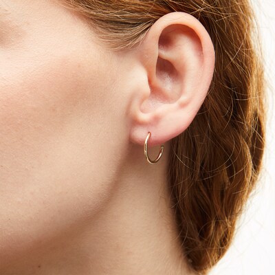 10K Tube Hollow Gold Medium Continuous Hoops
