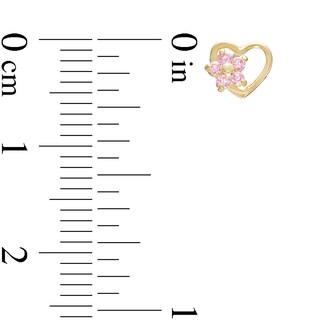 Child's Pink Cubic Zirconia Flower Heart Stud Earrings in 10K Gold