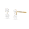 Thumbnail Image 1 of Child's Cubic Zirconia and Freshwater Cultured Pearl Stud Earrings in 10K Gold