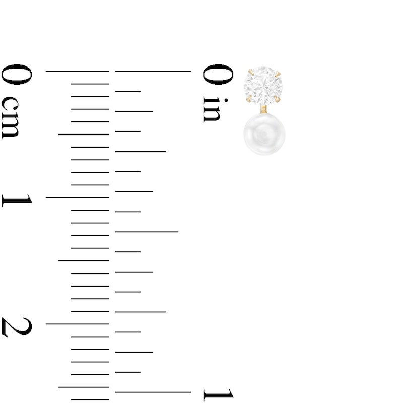 Main Image 2 of Child's Cubic Zirconia and Freshwater Cultured Pearl Stud Earrings in 10K Gold