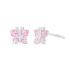 Thumbnail Image 1 of Child's Pink Cubic Zirconia Butterfly Stud Earrings in 10K White Gold