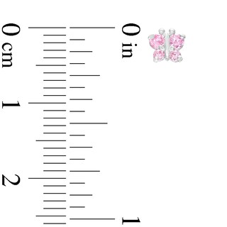 Child's Pink Cubic Zirconia Butterfly Stud Earrings in 10K White Gold