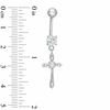 Thumbnail Image 2 of 014 Gauge Cubic Zirconia Cross Dangle Belly Button Ring in Stainless Steel