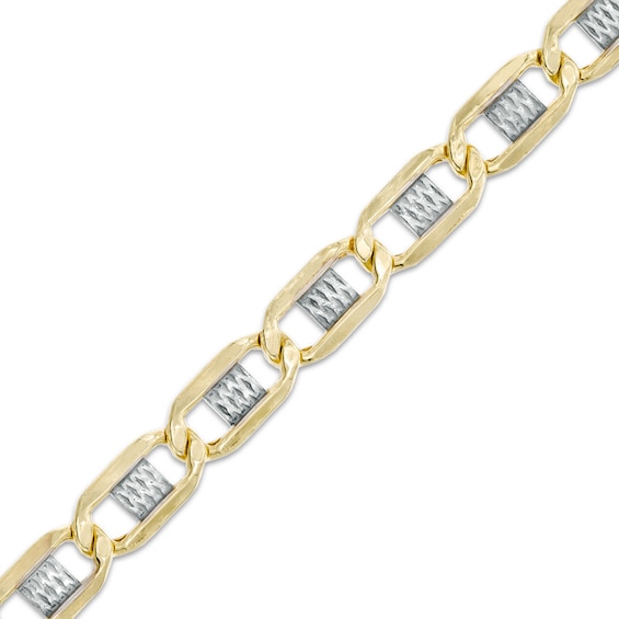 10K Two-Tone Gold Bonded Sterling Silver 6.6mm Mariner Bracelet - 8.5"