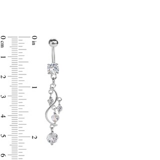 Solid Stainless Steel CZ Dangling Belly Button Ring - 14G 3/8"