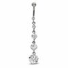 Thumbnail Image 1 of 014 Gauge Graduating Dangle Belly Button Ring with Cubic Zirconia in Stainless Steel