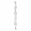 Thumbnail Image 1 of 014 Gauge Dangle Belly Button Ring with Cubic Zirconia and Crystals in Stainless Steel