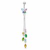 Thumbnail Image 1 of 014 Gauge Butterfly Belly Button Ring with Multi-Colored Cubic Zirconia in Stainless Steel