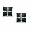 8.0mm Princess-Cut Black and White Cubic Zirconia "X" Stud Earrings in Sterling Silver