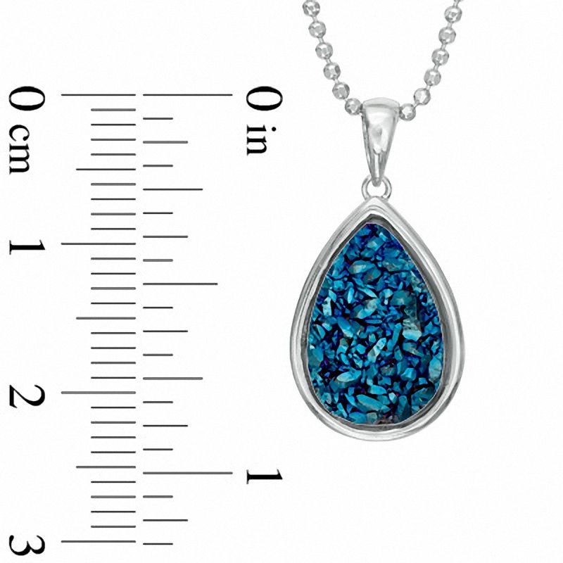 Pear-Shaped Steely Blue Drusy Agate Pendant in Sterling Silver