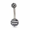 Thumbnail Image 1 of 014 Gauge Curved Zebra Stripes Belly Button Ring in Stainless Steel