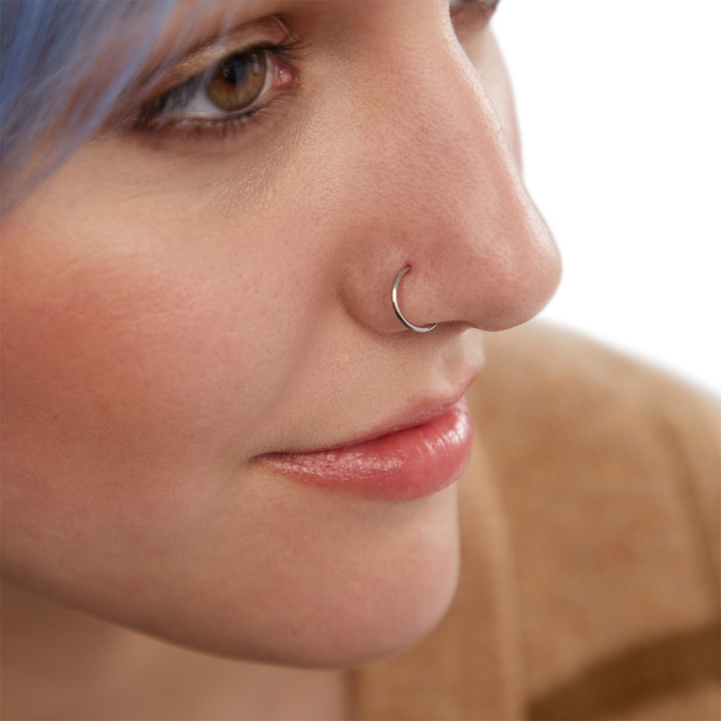 Main Image 4 of Stainless Steel Crystal Nose Stud and Hoop Set - 20G