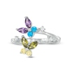 Thumbnail Image 1 of Multi-Color Cubic Zirconia Double Butterfly Bypass Toe Ring in Sterling Silver