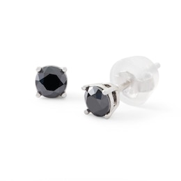 4mm Black Cubic Zirconia Stud Earrings in Sterling Silver