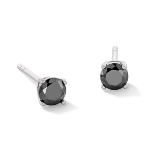 Solid Sterling Silver 4mm Black CZ Solitaire Studs