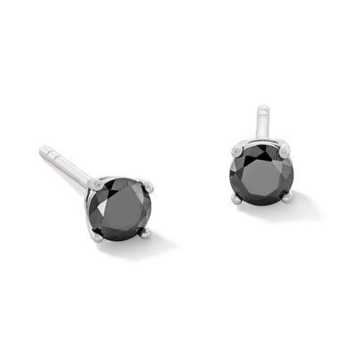 Solid Sterling Silver 4mm Black CZ Solitaire Studs