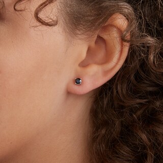 Solid Sterling Silver 4mm Black CZ Solitaire Studs