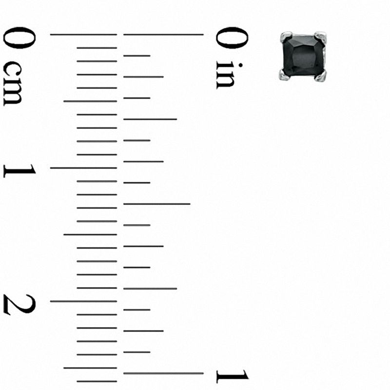 3mm Princess-Cut Black Cubic Zirconia Stud Earrings in Sterling Silver
