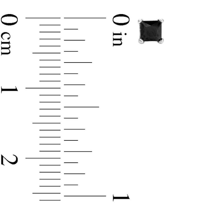 Main Image 3 of 3mm Princess-Cut Black Cubic Zirconia Stud Earrings in Sterling Silver