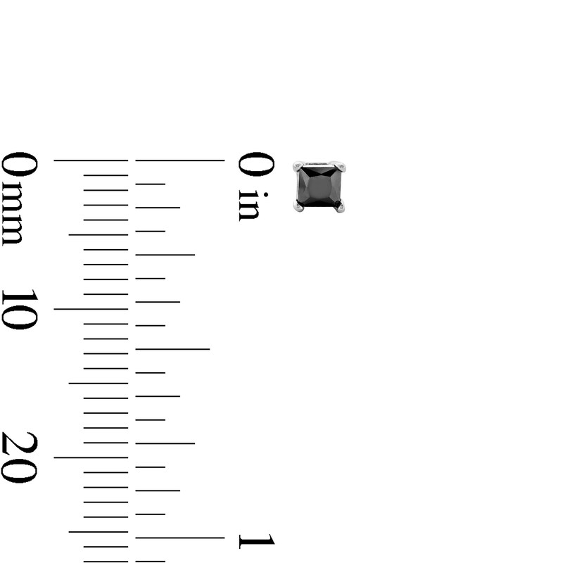 Main Image 4 of 3mm Princess-Cut Black Cubic Zirconia Stud Earrings in Sterling Silver