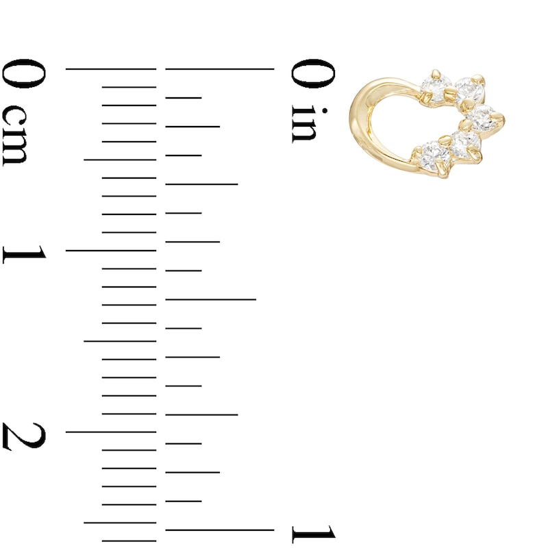 Main Image 2 of Child's Cubic Zirconia Open Heart Earrings in 10K Gold