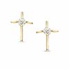 Child's Cubic Zirconia Cross Stud Earrings in 10K Gold