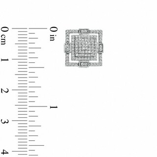 5/8 CT. T.W. Diamond Art Deco-Inspired Square Stud Earrings in Sterling Silver - XL Post