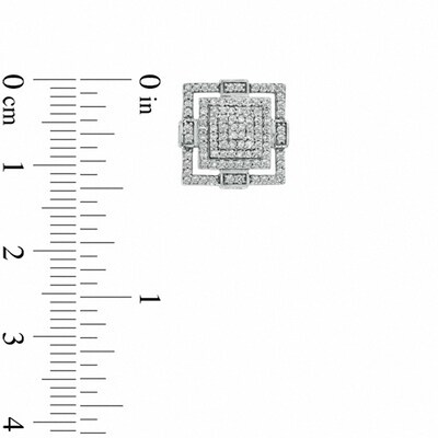 5/8 CT. T.W. Diamond Art Deco-Inspired Square Stud Earrings in Sterling Silver - XL Post