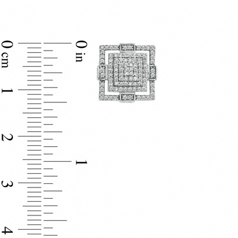 5/8 CT. T.W. Diamond Art Deco-Inspired Square Stud Earrings in Sterling Silver - XL Post