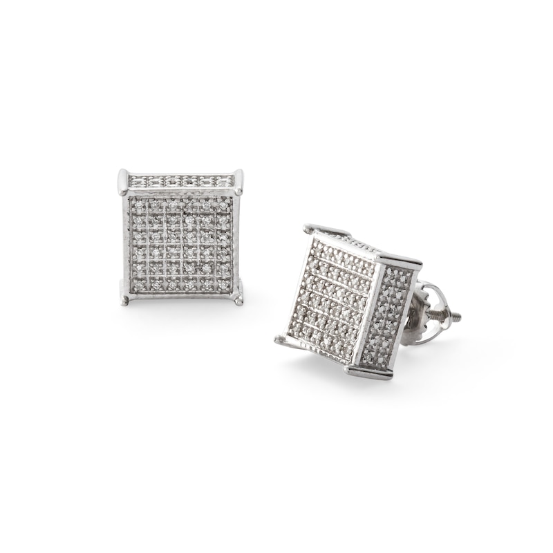 1/6 CT. T.W. Composite Diamond Raised Square Stud Earrings in Sterling Silver