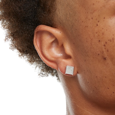 1/6 CT. T.W. Composite Diamond Raised Square Stud Earrings in Sterling Silver