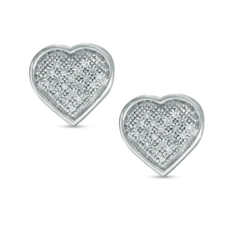 1/8 CT. T.W. Diamond Heart Stud Earrings in Sterling Silver