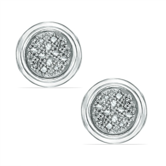 Diamond Accent Small Cluster Stud Earrings in Sterling Silver