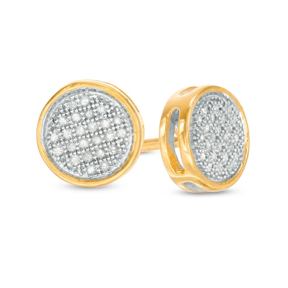 1/8 CT. T.W. Diamond Circle Stud Earrings in Sterling Silver with 18K Gold Plate